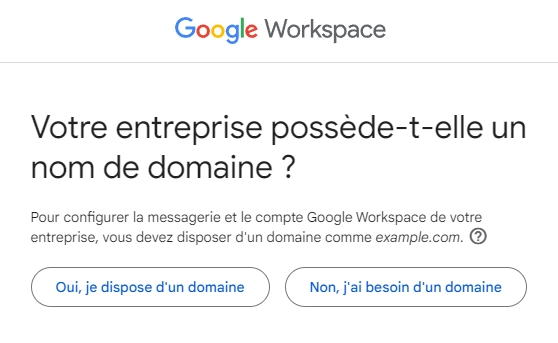 Étape création mail professionnel Google Workspace