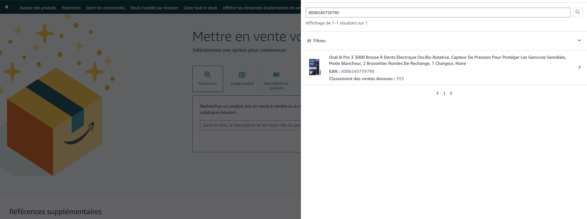 Recherche produit par EAN ou ASIN — FBM
