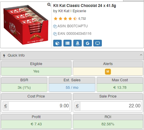 Seller Amp — alerte M Meltable, produits fondables