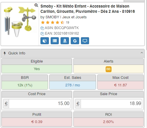 Seller Amp — alerte BB Amazon Share Buy Box