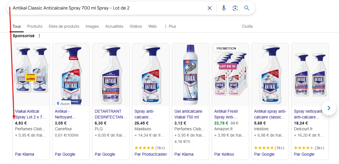 Exemple recherche inversée — résultat