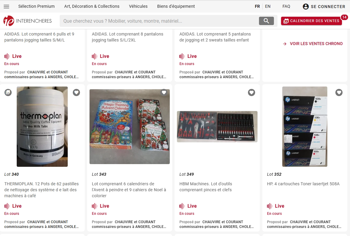 Exemple ventes aux enchères